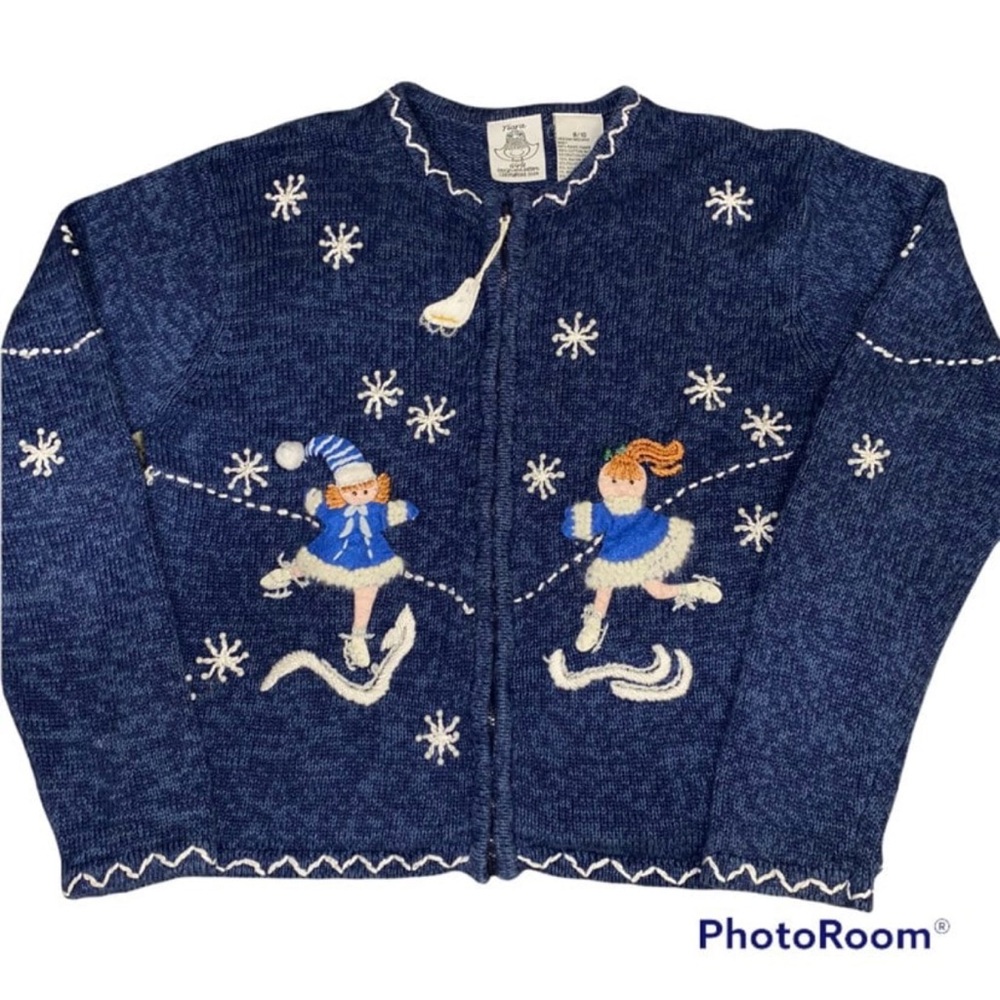 Tiara girls blue Ice Skating‎ Sweater size 8-10 medium
